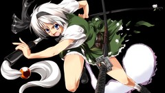 Weapons Katana ghosts white hair short hair konpaku youmu 