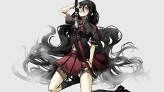 Weapons Katana glasses tie socks red eyes Swords schoolgirls 