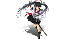 Weapons Katana glasses white background socks red eyes Ribbons 