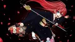 Weapons Katana socks kimono Swords long hair anime girls blue 