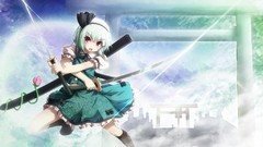 Weapons Katana socks red eyes Swords short hair konpaku youmu 