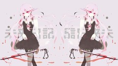 Weapons Katana Swords pink hair pink eyes anime girls mirai 