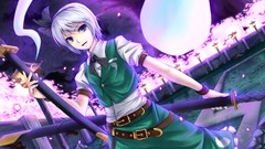 Weapons Katana Swords short hair konpaku youmu touhou video 