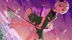 Weapons Katana Swords short hair konpaku youmu touhou video 
