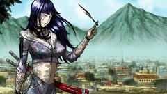 Weapons Katana tattoos blue hair anime girls hyuuga hinata 