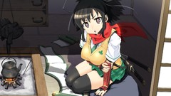 Weapons Katana tie armor Ribbons sitting houses Swords 