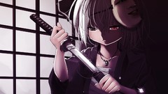 Weapons Katana white hair Swords anime girls short hair konpaku 
