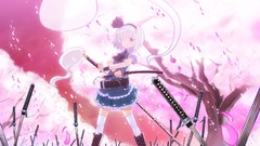 Weapons Katana white hair Swords pink eyes konpaku youmu touhou 