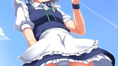 Weapons Knives anime girls blue eyes maids gray hair touhou 