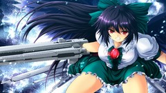 Weapons long hair anime girls reiuji utsuho touhou video games 