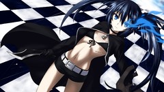 Weapons long hair blue eyes black rock shooter black hair 