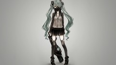 Weapons masks skirts long hair blue eyes hatsune miku vocaloid 