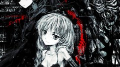 Weapons Monsters white hair sitting pajamas smiling long hair 