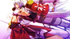 Weapons navel white hair anime girls touhou animal ears 