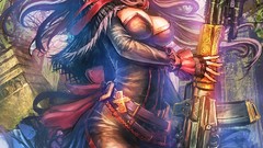 Weapons paintings colors multicolor long hair anime girls ecchi 