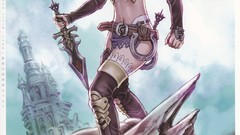 Weapons pink hair anime girls redheads Daggers artwork 