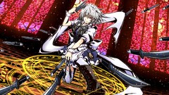 Weapons red eyes anime girls boots maids gray hair touhou 