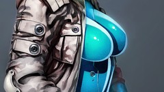 Weapons red eyes Ghost in the Shell pistols short hair purple 