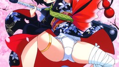 Weapons sakura Umbrellas horns red eyes kimono blush anime 