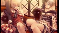 Weapons Shoes Anime red eyes kimono chains blondes anime girls 