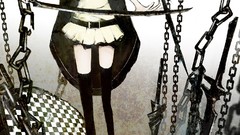 Weapons Shoes Katana Anime dress Swords chains belts long hair 