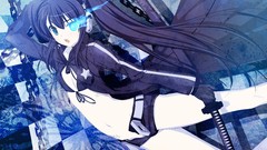 Weapons Shorts Swords long hair blue eyes black rock shooter 