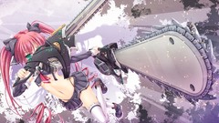 Weapons skirts anime girls chainsaw original characters thigh 