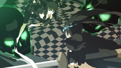 Weapons skulls brunettes black rock shooter battles checkered 