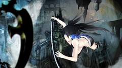 Weapons smoke Katana Anime ruins Shorts Swords chains long hair 