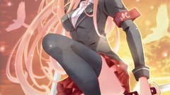 Weapons stockings blondes skirts anime girls green eyes sai 