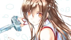 Weapons Swords anime girls brown eyes brunettes sword art 