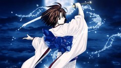 Weapons Swords anime girls brunettes short hair kara no kyoukai 