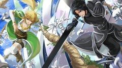 Weapons Swords blondes anime girls black hair kirigaya kazuto 