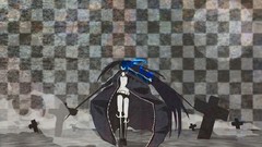 Weapons Swords long hair anime girls boots blue eyes black rock 