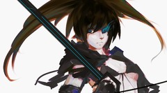 Weapons Swords long hair blue eyes brunettes black rock shooter 
