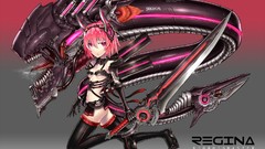 Weapons Swords pink hair pink eyes anime girls short hair Gia 