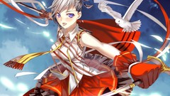 Weapons tie Pigeons gloves Ribbons blades blue eyes short hair 