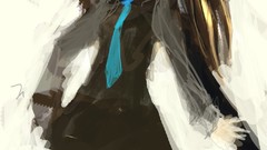 Weapons tie Swords jackets blondes skirts scarfs long hair 