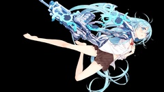 Weapons transparent skirts blue hair long hair anime girls blue 