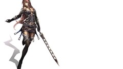 Weapons white background armor Swords belts skirts pink hair 