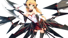 Weapons white background blondes skirts long hair anime girls 