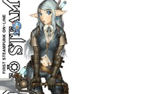 Weapons white background blue hair anime girls blue eyes 