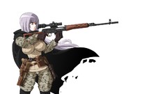 Weapons white background gloves long hair anime girls uniforms 