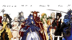 Weapons white background horns armor white hair red eyes Swords 