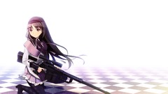 Weapons white background long hair anime girls mahou shoujo 