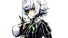 Weapons white background white hair red eyes gloves Swords 