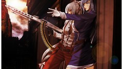 Weapons white hair bows pants long hair blue eyes fujiwara no 