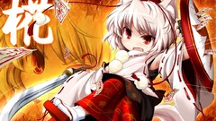 Weapons white hair red eyes anime girls touhou animal ears 