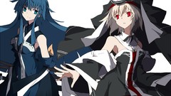 Weapons white hair red eyes blue hair long hair anime girls 