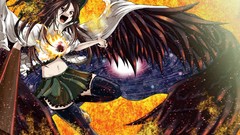 Weapons wings bows long hair anime girls brunettes reiuji 